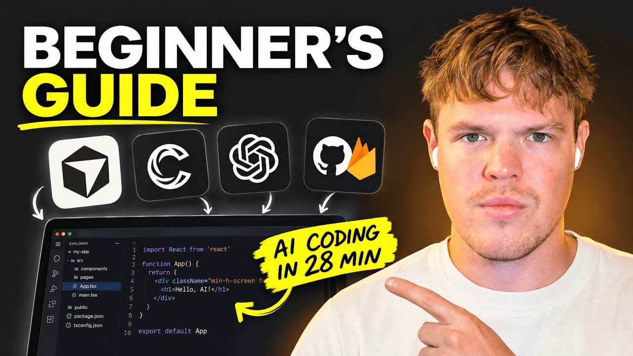 Cursor AI Beginner's Guide To AI Coding in 28 min (Claude AI, ChatGPT, GitHub, Firebase)
