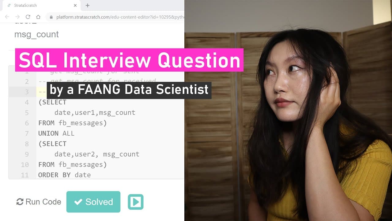 SQL Data Science Interview Questions and Answers (interview style walk-through) | Question 3